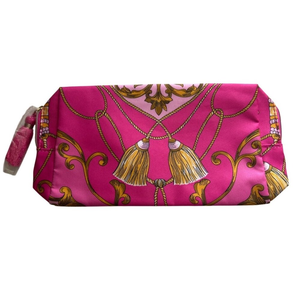 Estee Lauder Pink & Gold Recycled Makeup Bag With Bonus Lipstick